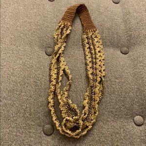 Gold crochet and metal necklace